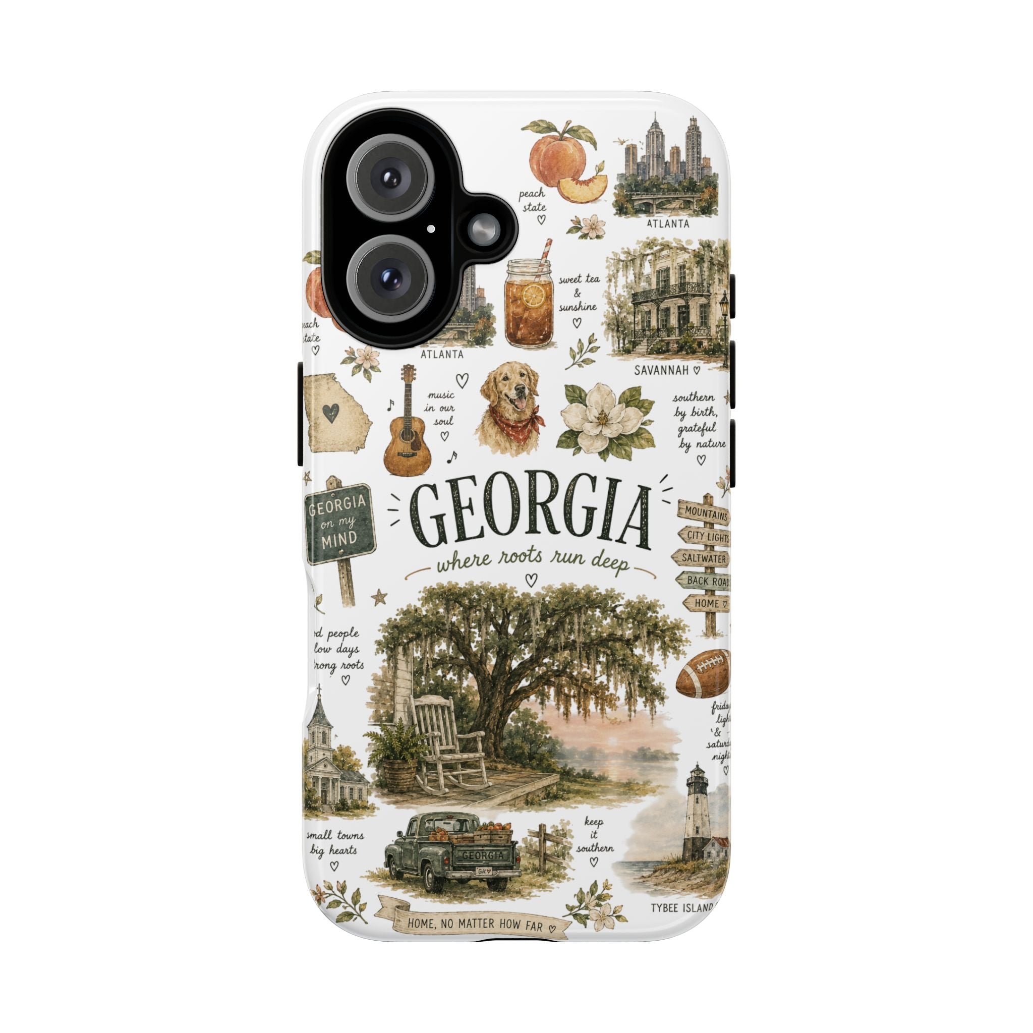 Georgia Illustrated Phone Case — State Icons Collage Tough Case