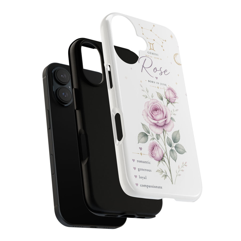 Gemini Zodiac Phone Case — Personalized Rose Constellation Tough Case