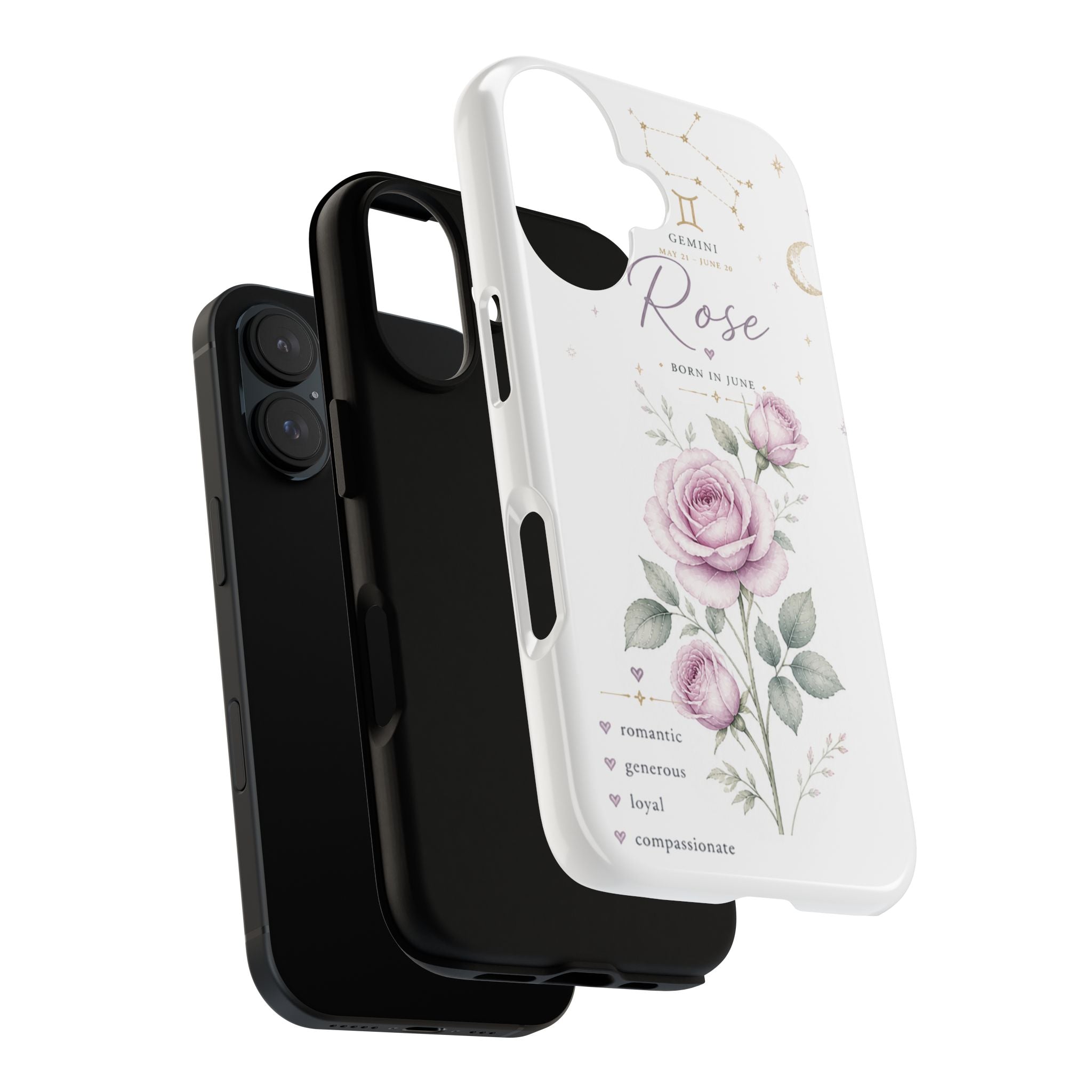 Gemini Zodiac Phone Case — Personalized Rose Constellation Tough Case