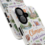 Phone Case — Clemson South Carolina Watercolor Landmarks Pattern