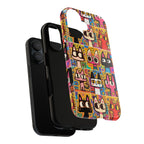 Cute Colorful Cat Phone Case – Cartoon Patchwork Kitty Tough Case