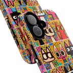 Cute Colorful Cat Phone Case – Cartoon Patchwork Kitty Tough Case