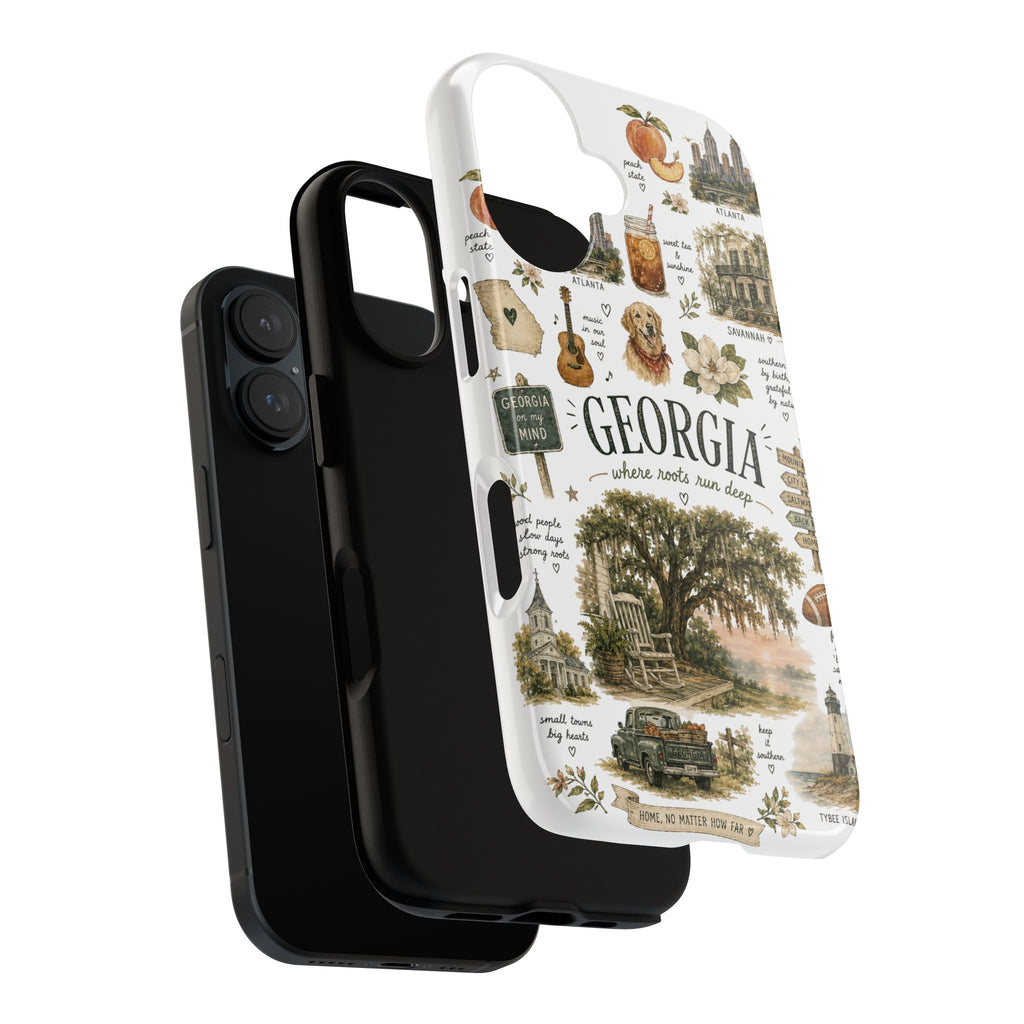 Georgia Illustrated Phone Case — State Icons Collage Tough Case