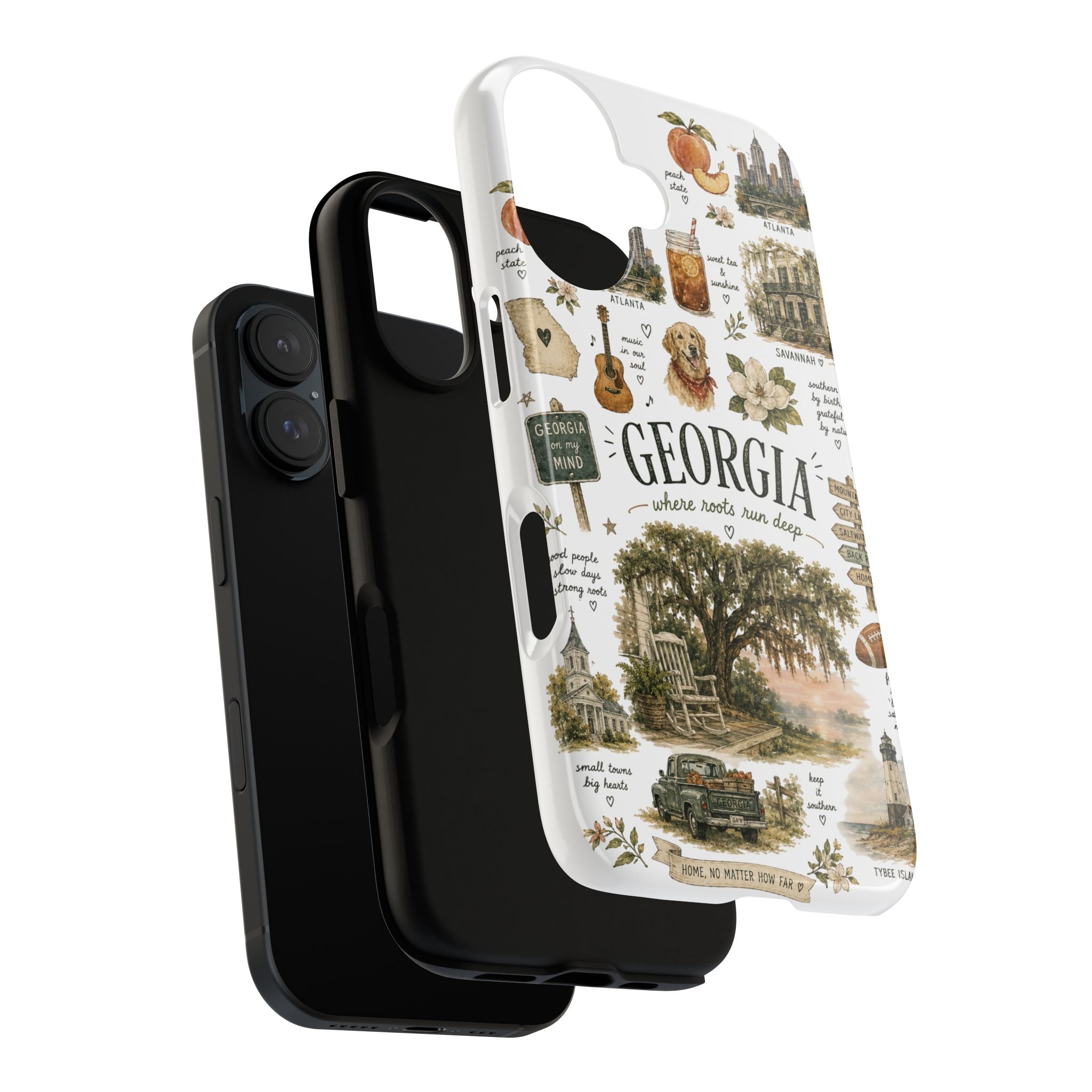 Georgia Illustrated Phone Case — State Icons Collage Tough Case
