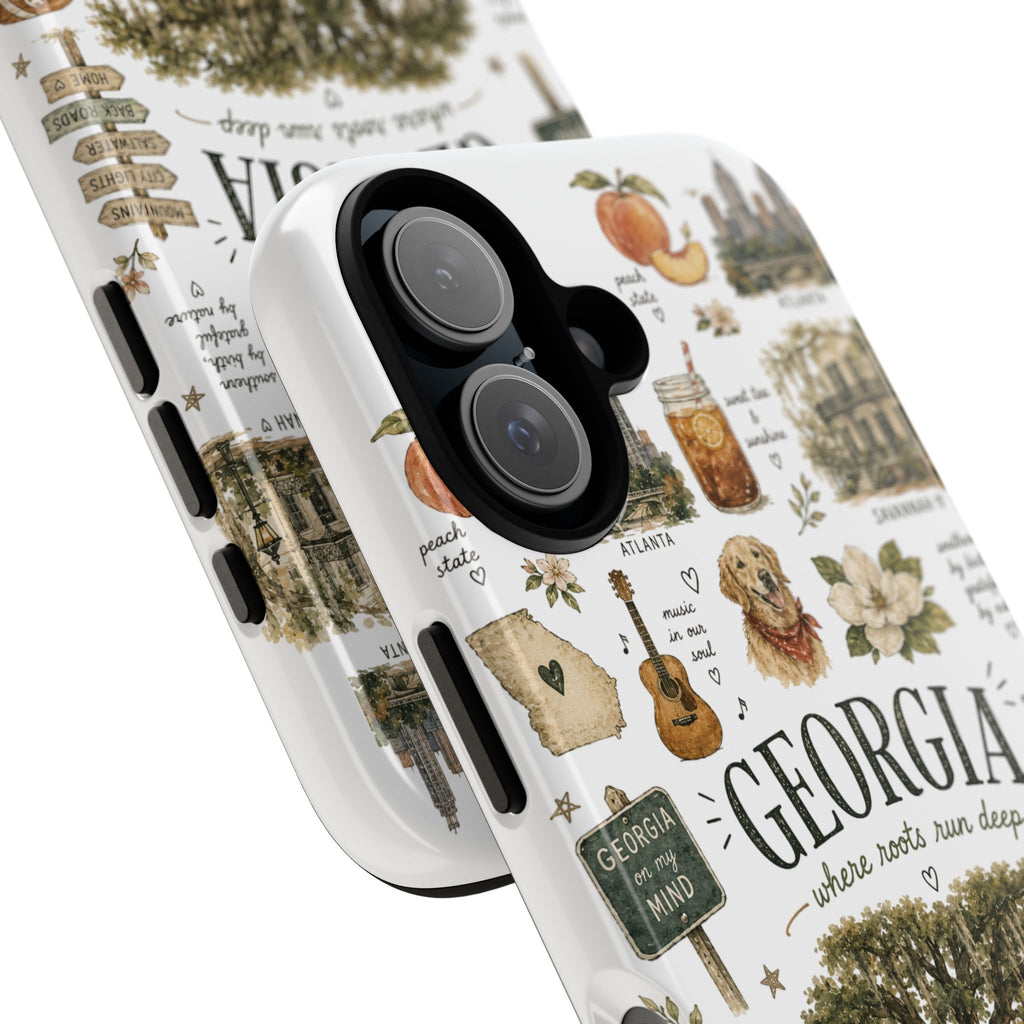 Georgia Illustrated Phone Case — State Icons Collage Tough Case