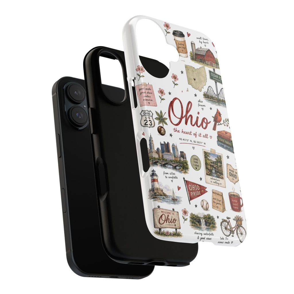 Ohio Collage Phone Case – 'Ohio the Heart of it All' State Travel Sticker Design