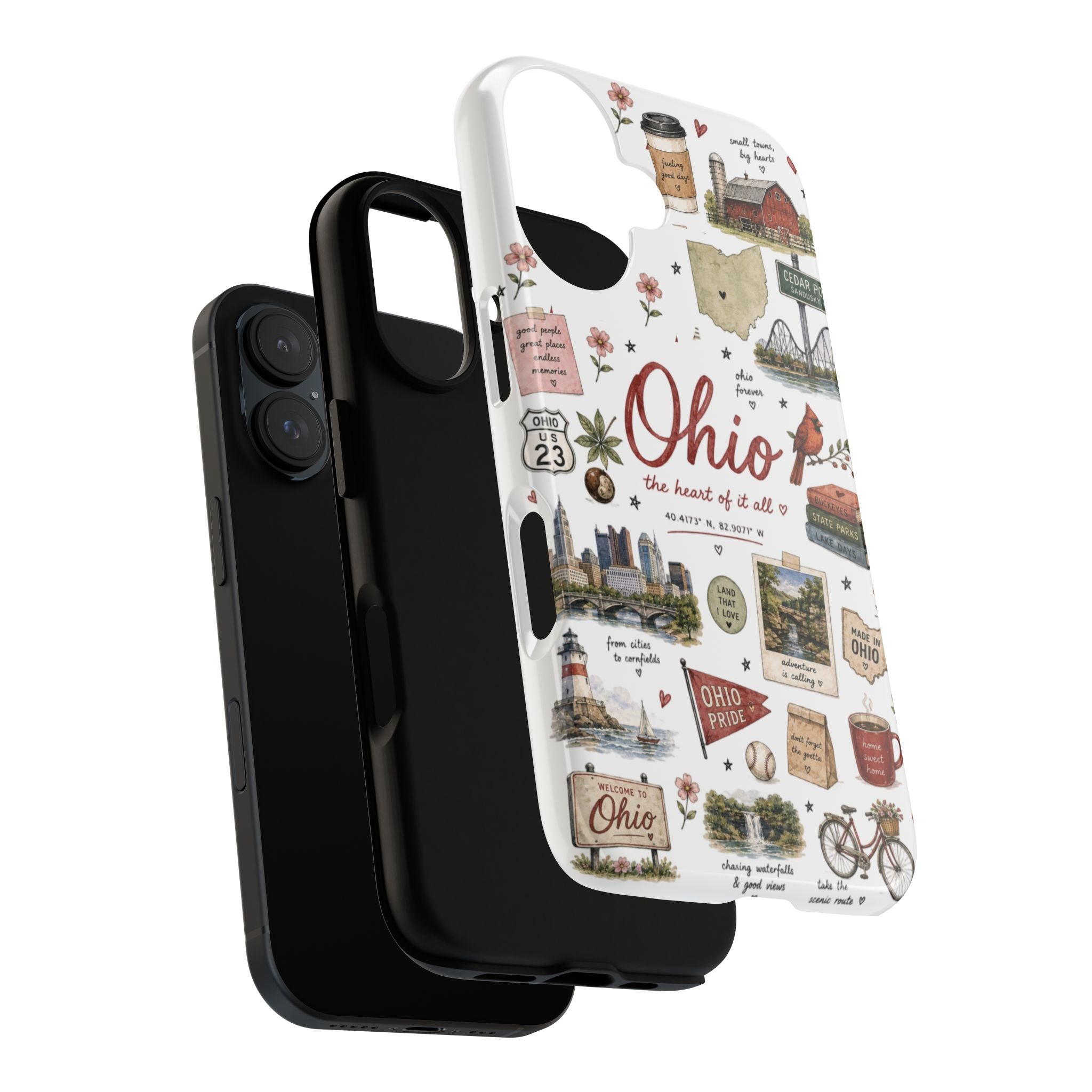 Ohio Collage Phone Case – 'Ohio the Heart of it All' State Travel Sticker Design