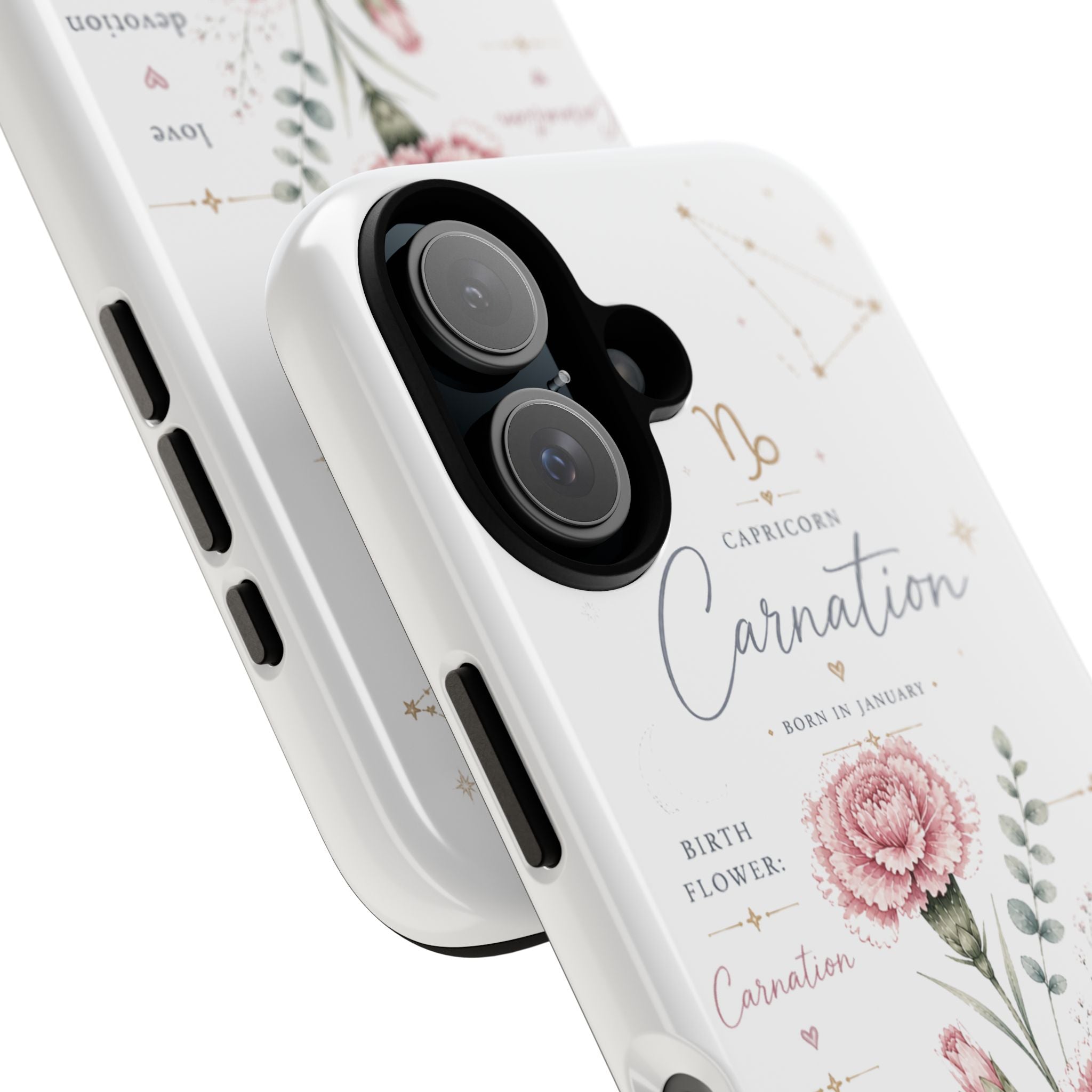 Capricorn Carnation Phone Case – Zodiac Birth Flower Tough Protective Case
