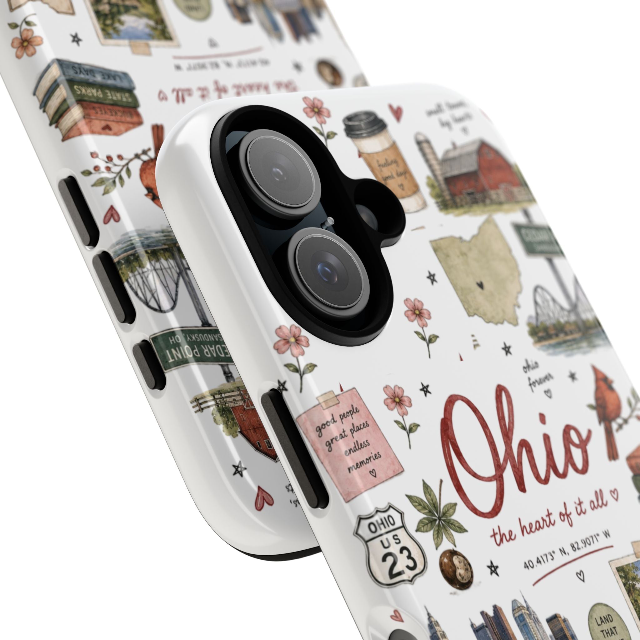 Ohio Collage Phone Case – 'Ohio the Heart of it All' State Travel Sticker Design