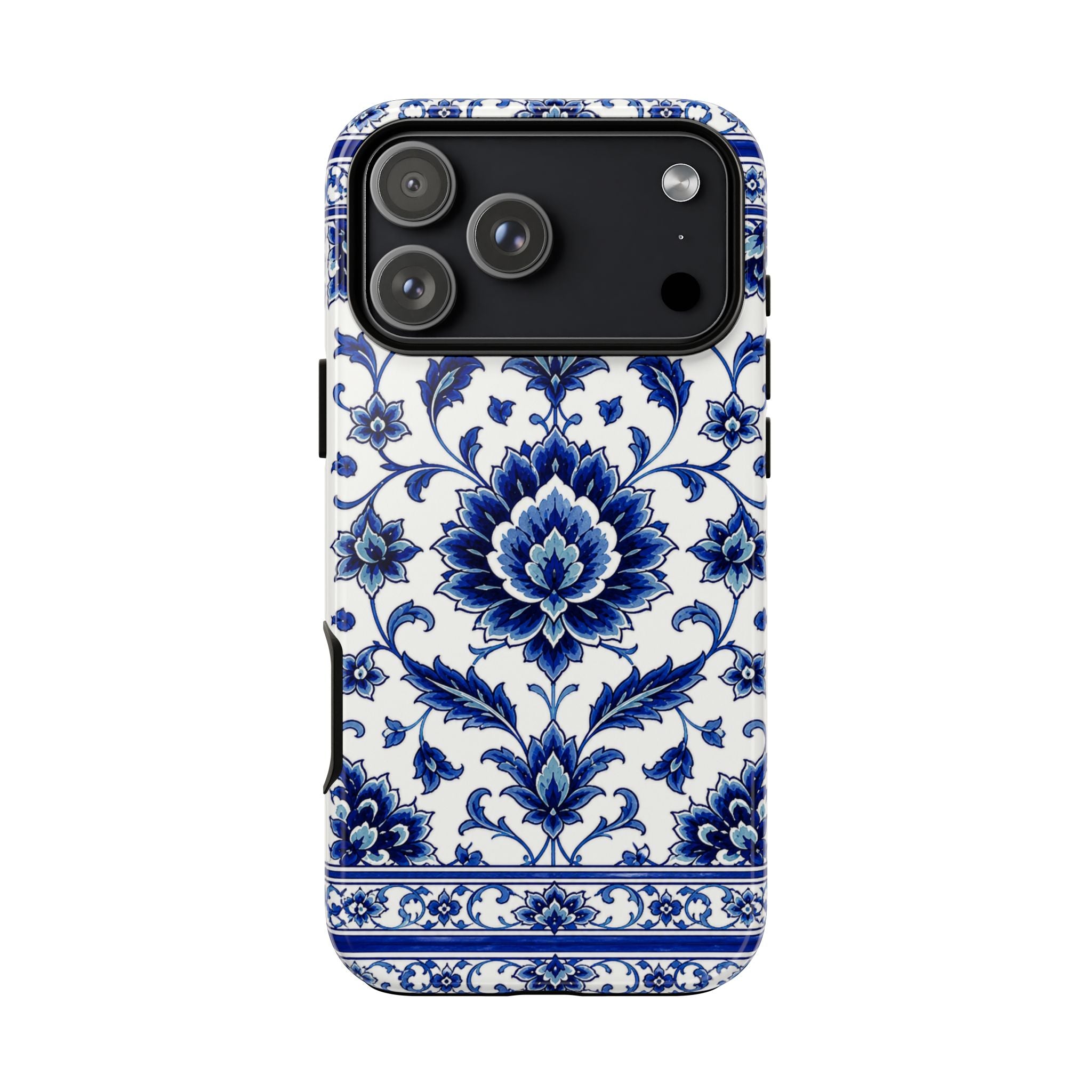 Blue Floral Ceramic Pattern Tough Phone Case