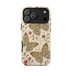 Butterfly Floral Tough Phone Case — Vintage Beige Protective Cover
