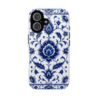 Blue Floral Ceramic Pattern Tough Phone Case