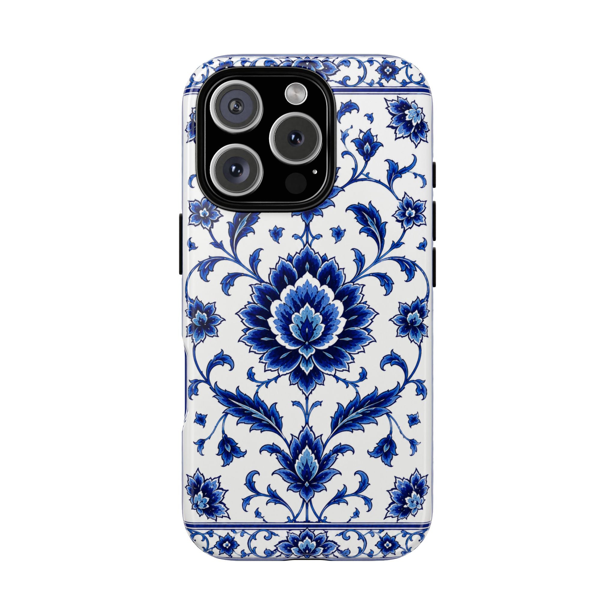 Blue Floral Ceramic Pattern Tough Phone Case