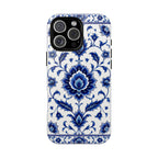Blue Floral Ceramic Pattern Tough Phone Case