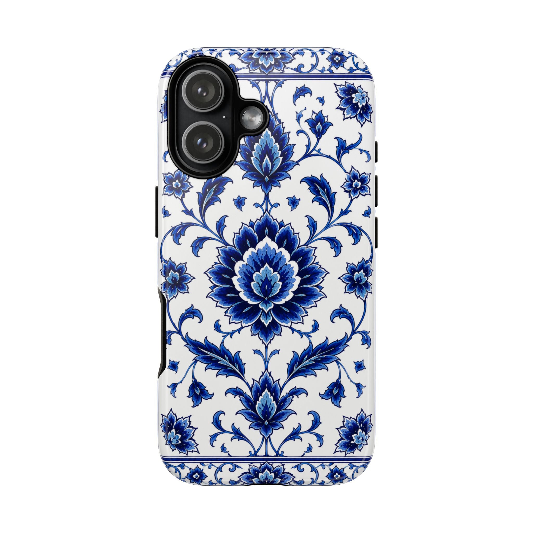 Blue Floral Ceramic Pattern Tough Phone Case