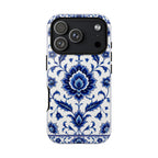 Blue Floral Ceramic Pattern Tough Phone Case