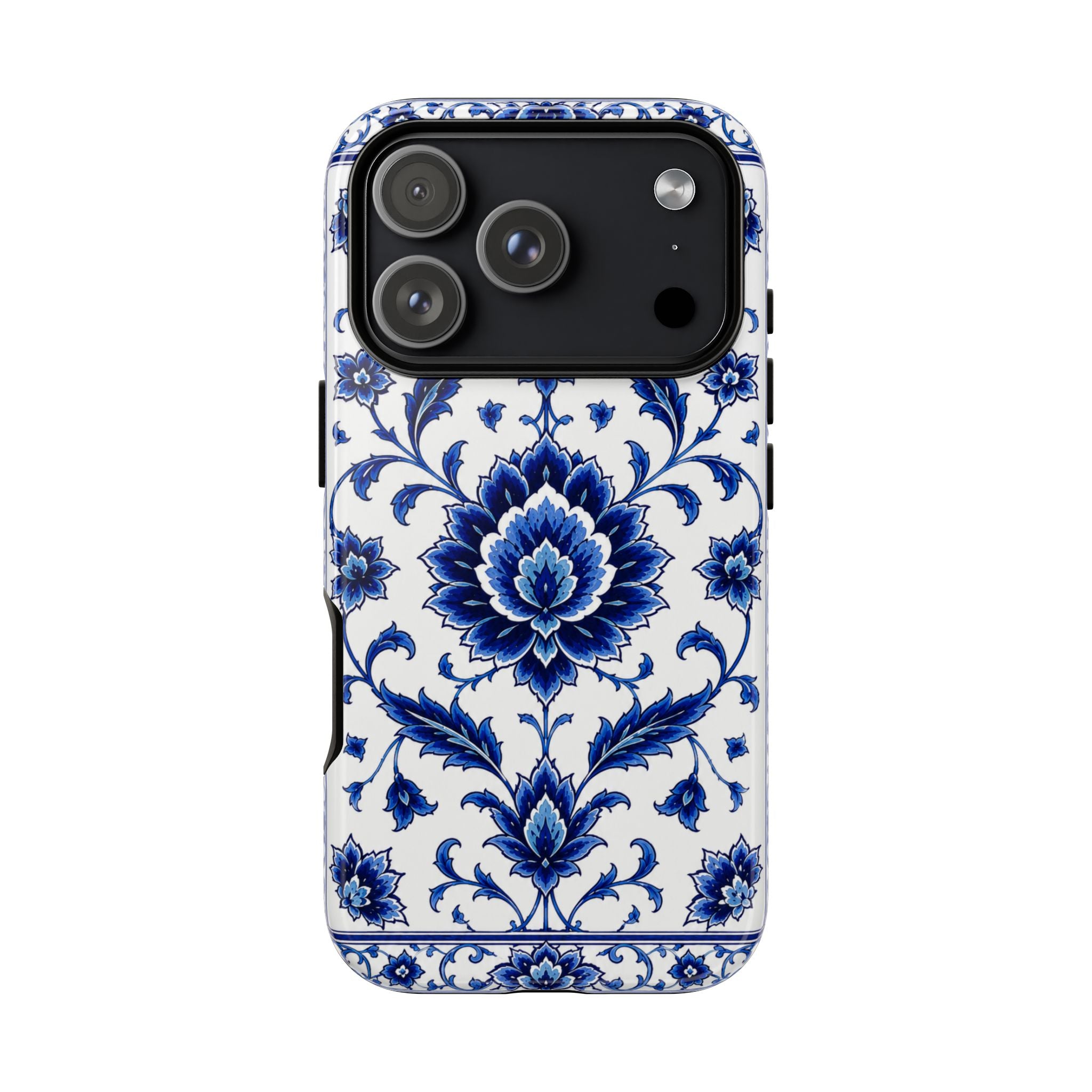 Blue Floral Ceramic Pattern Tough Phone Case
