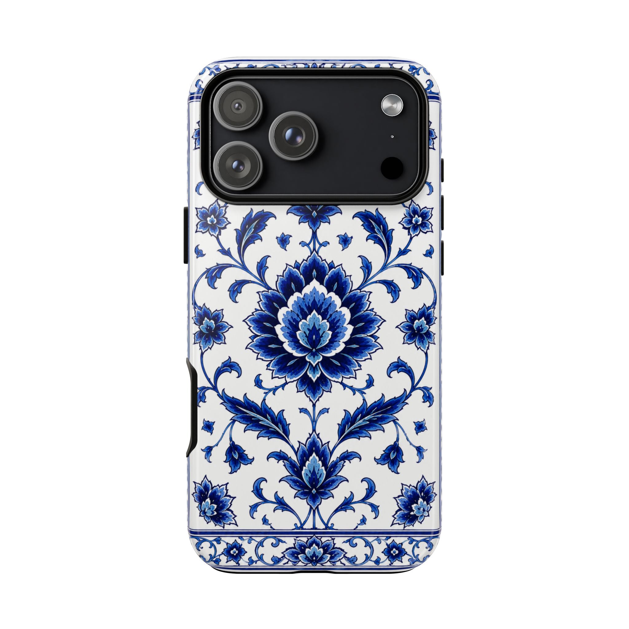 Blue Floral Ceramic Pattern Tough Phone Case
