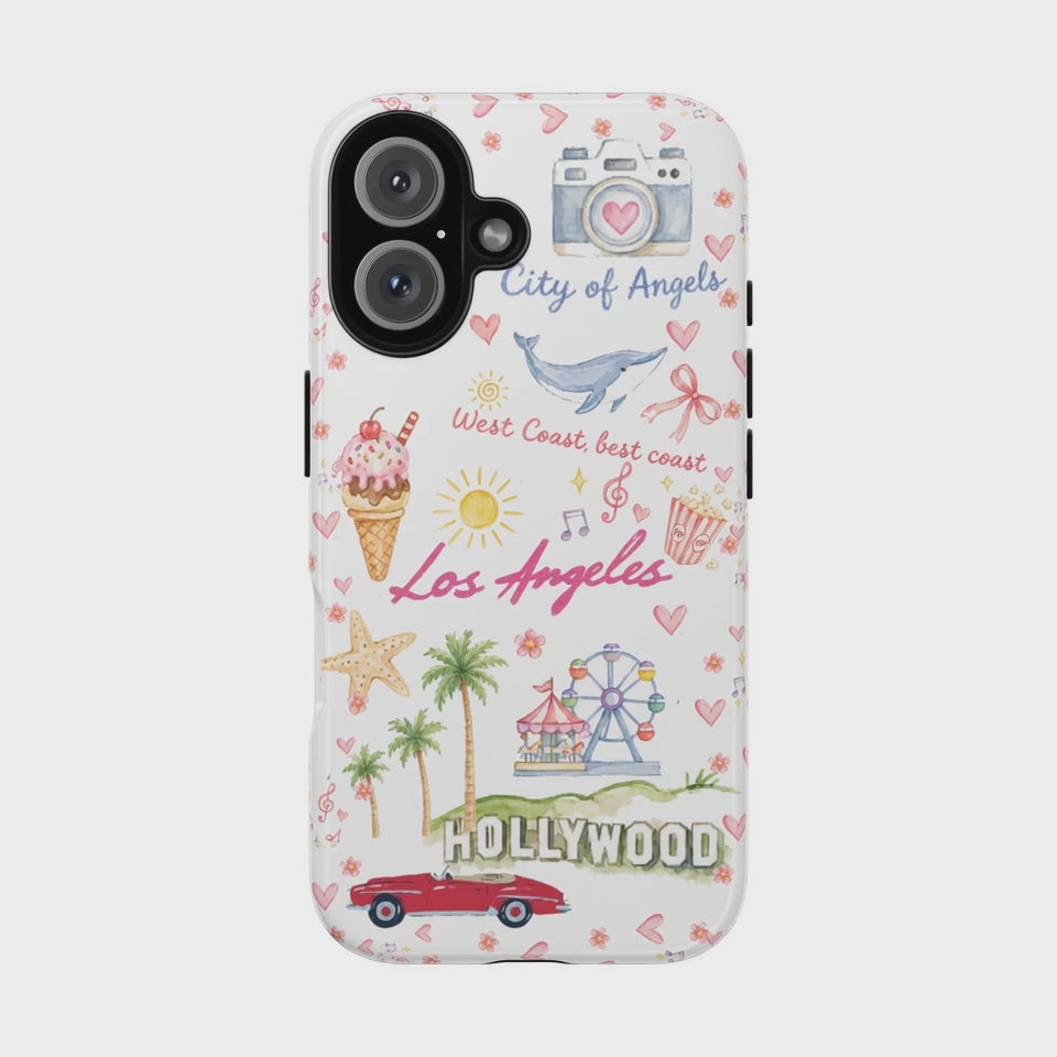 Los Angeles Travel Phone Case — Cute Hollywood & Beach Icons Tough Case