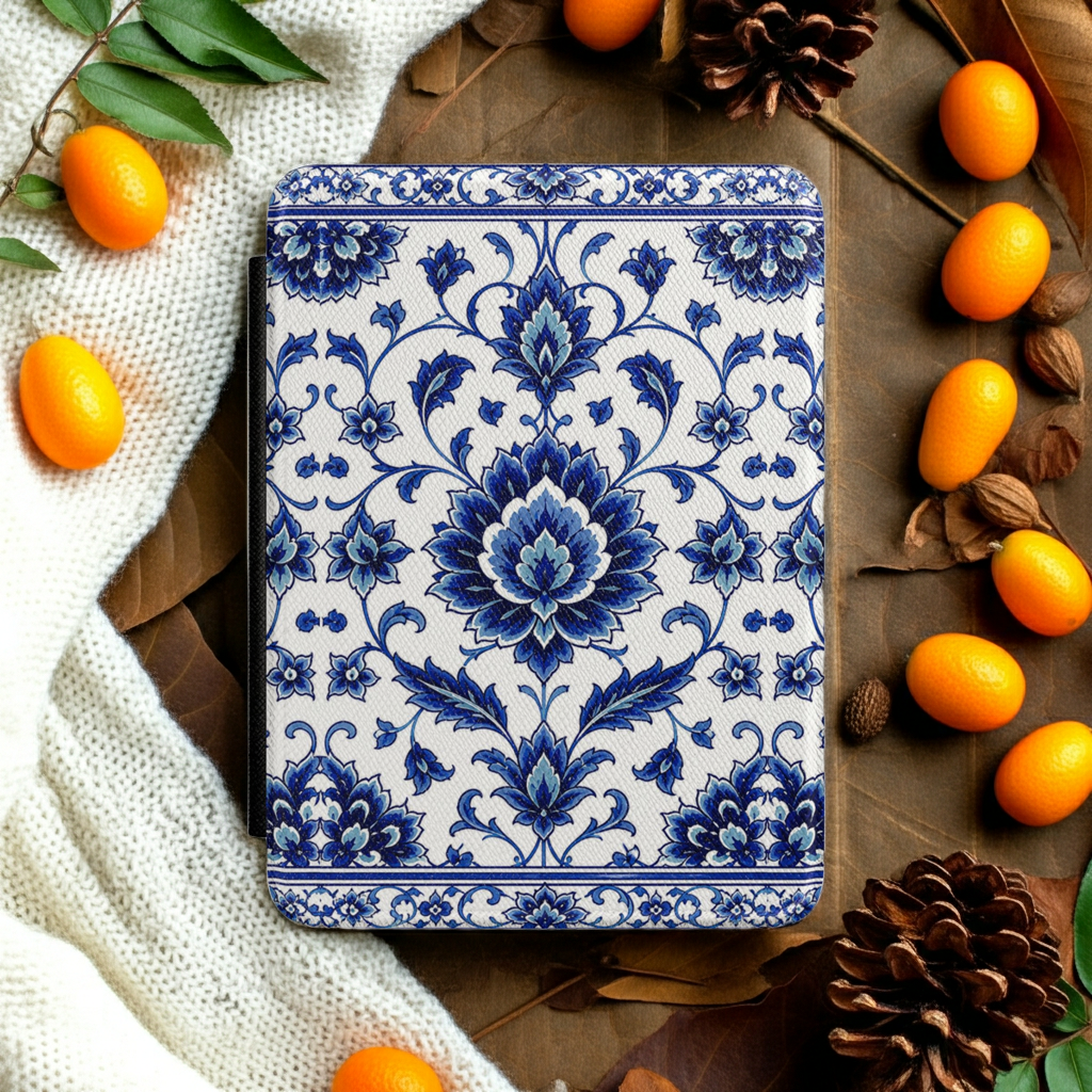 Blue Floral Damask - Kindle Case